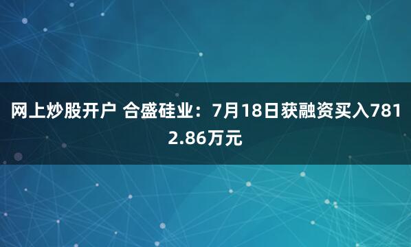 网上炒股开户 合盛硅业：7月18日获融资买入7812.86万元